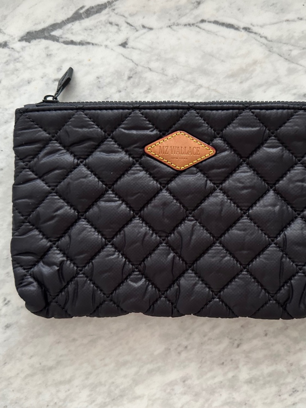 MZ WALLACE Black METRO Zip Clutch Sleeve Wallet Slim Quilted